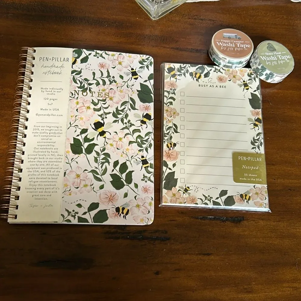 Notepad plus notebook plus Washi tape Bundle all new